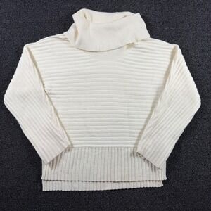 Moth by Anthropologie Ribbed Cowl Neck Sweater Women's‎ S Cream Long Sleeve